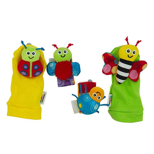 Lamaze 3 ΣΕΤ ΚΑΛΤΣΑΚΙΑ & ΠΕΡΙΚΑΡΠΙΑ – GARDENBUG WRIST RATTLE & FOOTFINDER SET 3