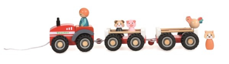 Cars 3 Wooden tractor with 2 wagons 3