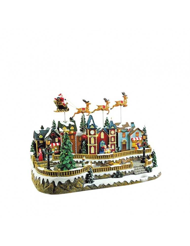 Christmas snowballs & music 3 VILLAGE Santa Claus REINDEER 3