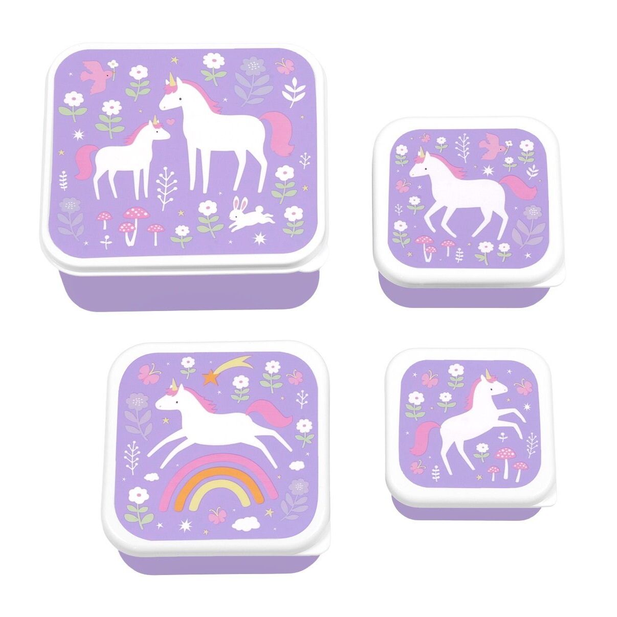 A Little Lovely Company 3 A little lovely company: Σετ 4 δοχεία φαγητού Lunch & Snack Box – Unicorn Dreams 3