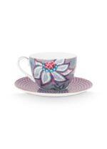 Flower Festival Cappuccino Cup & Saucer Light Blue 7