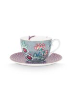 Flower Festival Cappuccino Cup & Saucer Light Blue 8