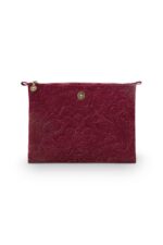 Cosmetic Flat Pouch Large Velvet Quiltey Days Red 8