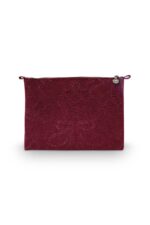 Cosmetic Flat Pouch Large Velvet Quiltey Days Red 10