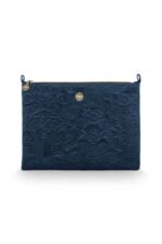 Cosmetic Flat Pouch Large Velvet Quiltey Days Blue 7