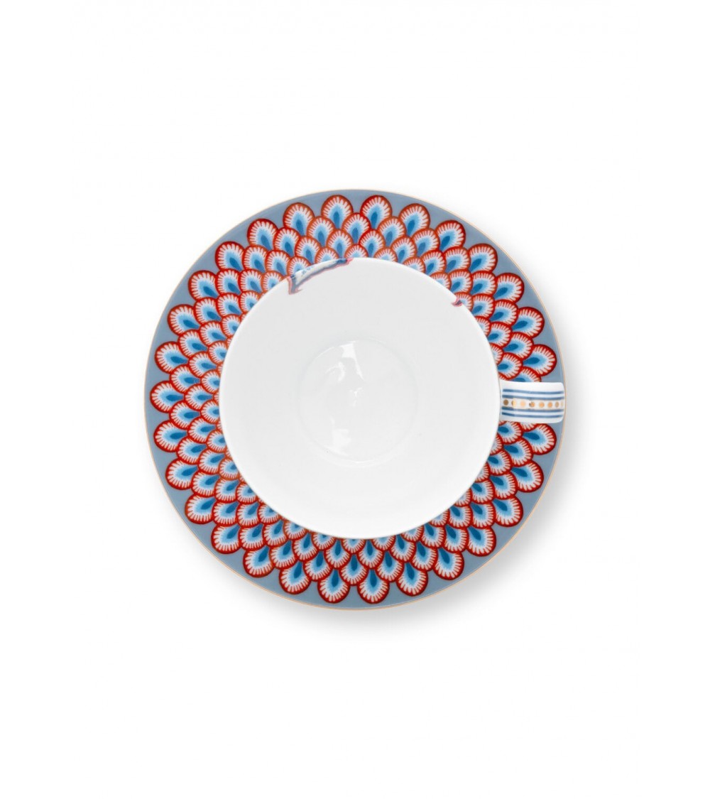 PIP STUDIO 10 Flower Festival Set/2 Cappuccino Cup & Saucer Light Blue 10