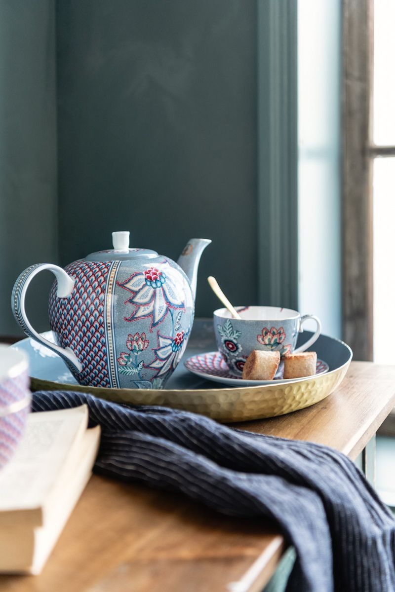 PIP STUDIO 8 Flower Festival Set/2 Cappuccino Cup & Saucer Light Blue 8