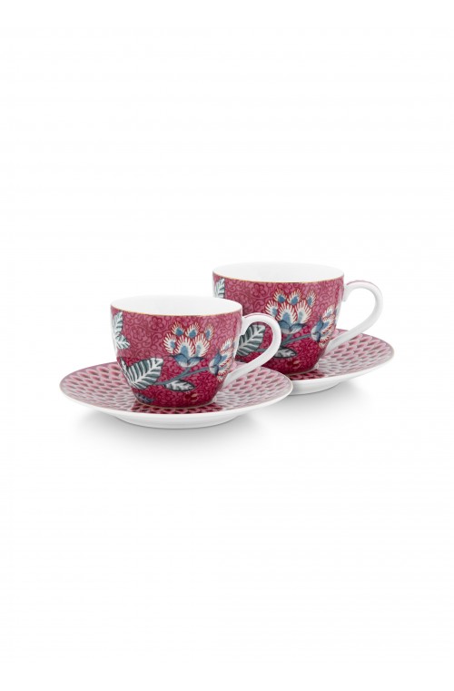 PIP STUDIO 3 Φλιτζάνι Espresso Πορσελάνης Pip Studio Flower Festival Dark Pink 120ml 3