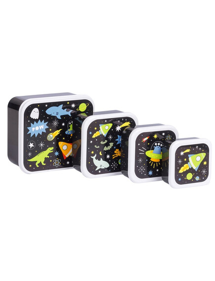 A Little Lovely Company 7 A little lovely company: Σετ 4 δοχεία φαγητού Lunch & Snack Box – Galaxy 7
