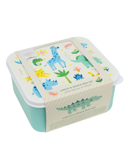 A Little Lovely Company 8 A little lovely company: Σετ 4 δοχεία φαγητού Lunch & Snack Box -Jungle 8
