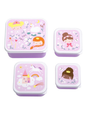 A little lovely company: Σετ 4 δοχεία φαγητού Lunch & Snack Box -Princesses