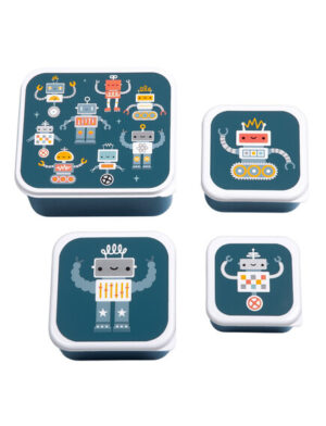 A little lovely company: Σετ 4 δοχεία φαγητού Lunch & Snack Box -Robots