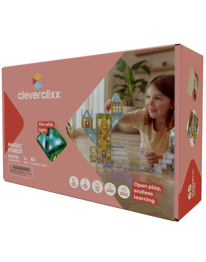 CLEVERCLIXX 3 Cleverclixx, Μαγνητικά πλακίδια Magic Forest Pack Pastel with LIGHT Tile | 65 κομμάτια 3